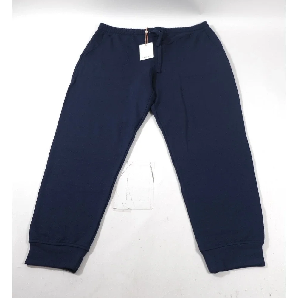 Quince Joggers Women L Navy SuperSoft Fleece Joggers Casual Drawstring Pockets